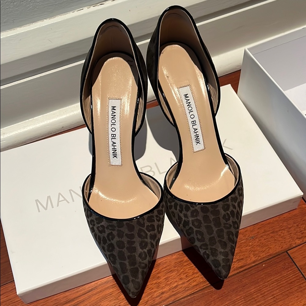 Manolo Blahnik Black and Brown Heels